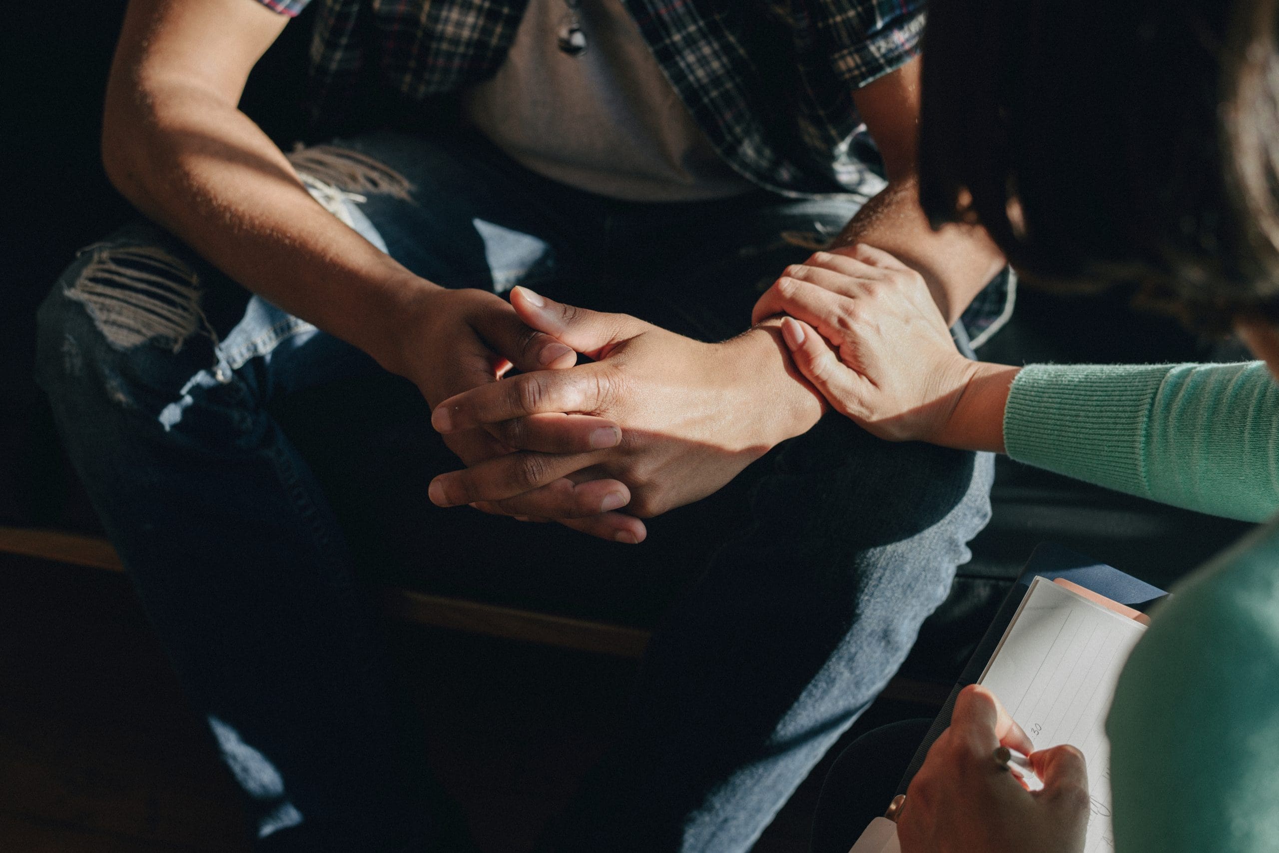 People support each other in a rehab session